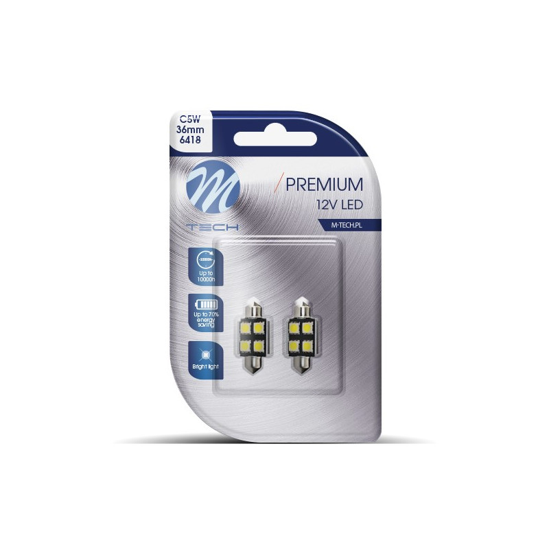 Blister 2x Diode LED L328 - C5W 36mm 4xSMD5050 RAD. CANBUS WeiÃŸ 12V