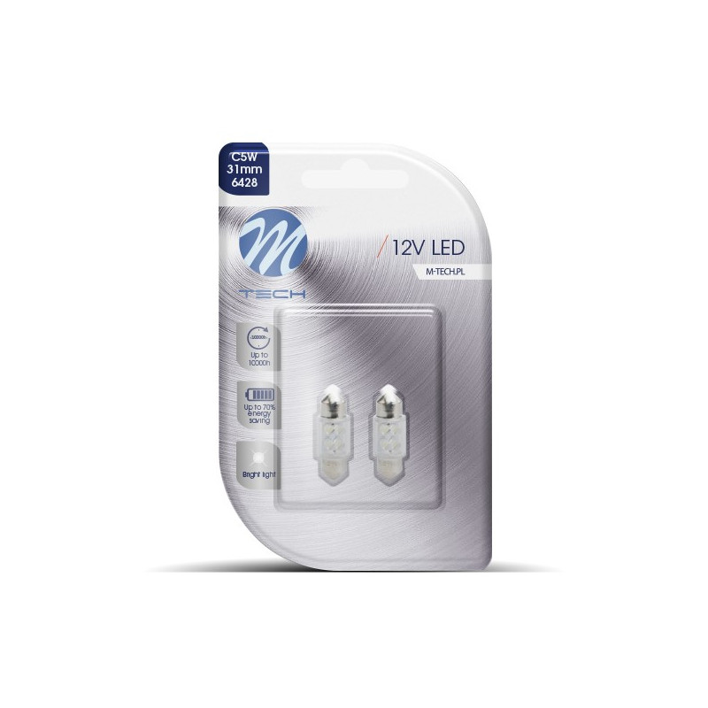 Blister 2x Diode LED L022 - C5W 31mm 4LED 3mm WeiÎ² 12V