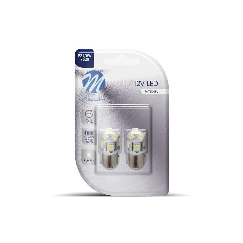 Blister 2x Diode LED L089 - BAY15d 8xSMD5050 WeiÃŸ 12V