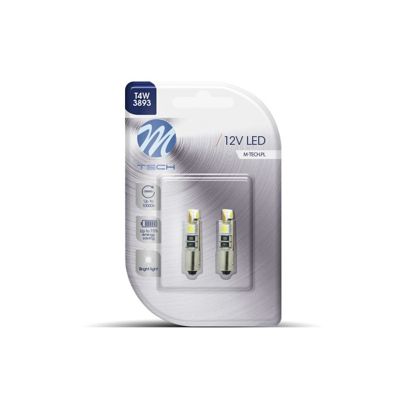 Blister 2x Diode LED L316 - BA9s 4xSMD5050 CANBUS WeiÃŸ 12V