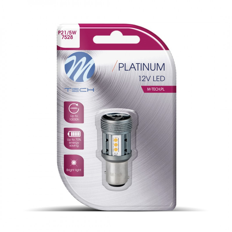 Blister M-TECH Platinum LB853R-01B - 1157 P21/5W, 12-24V 1x Dioda LED 12x3030SMD, CANBUS, Red